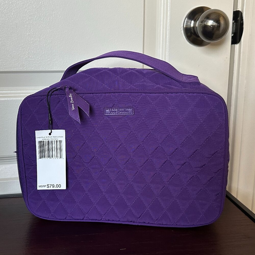 Vera Bradley Blush and Brush Makeup Case Elderberry NWT